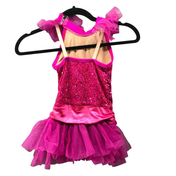 A Wish Come True Shortall Dance Costume Child SC Girls 5-7 Pink Sequin - Picture 2 of 9